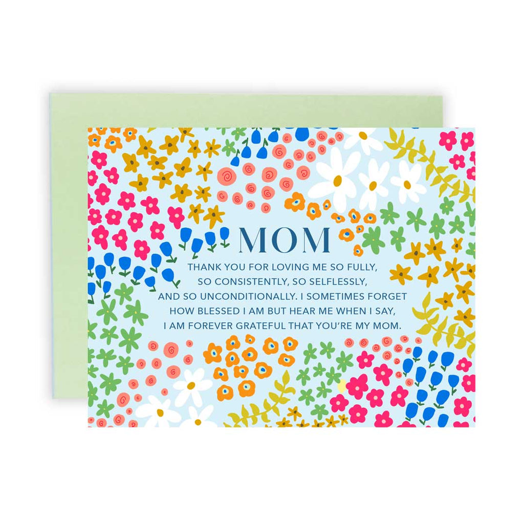 Mom Blue Floral - Greeting Card