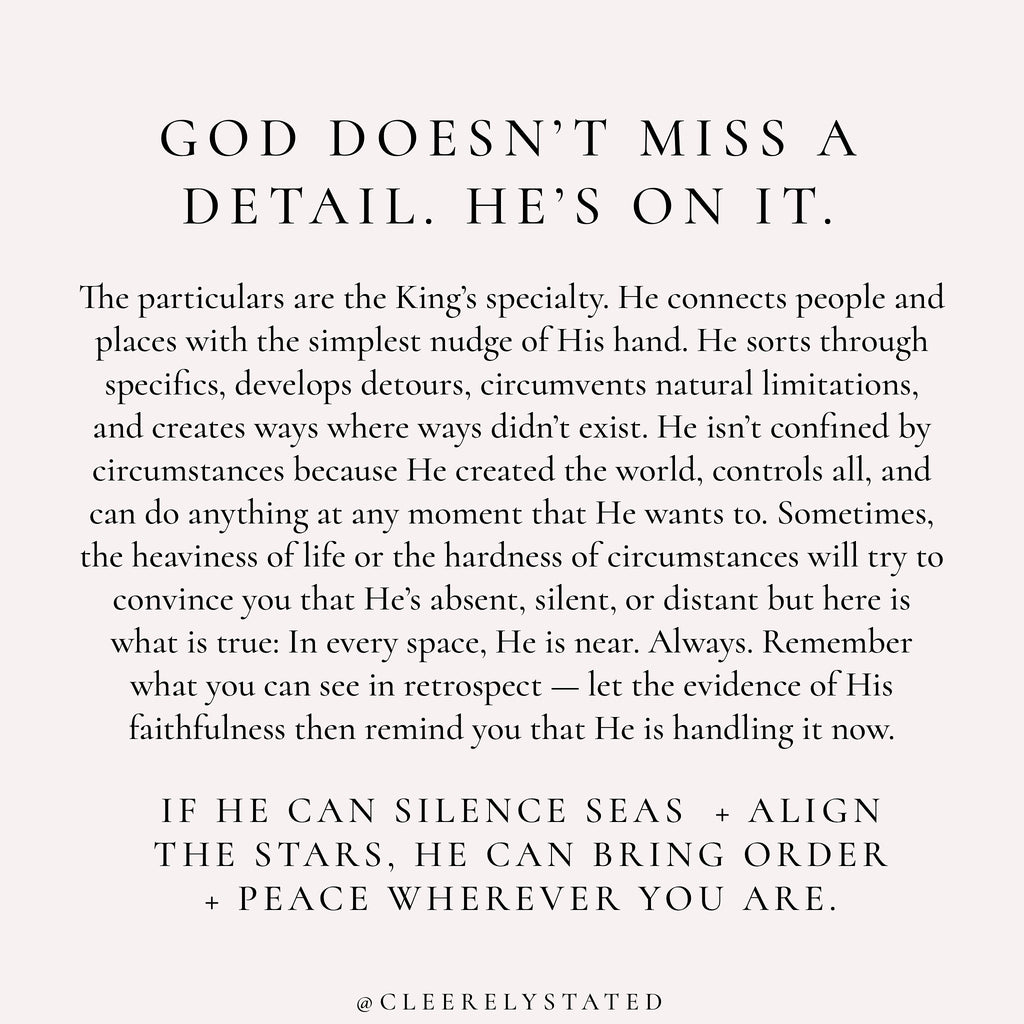 He can bring order + peace wherever you are