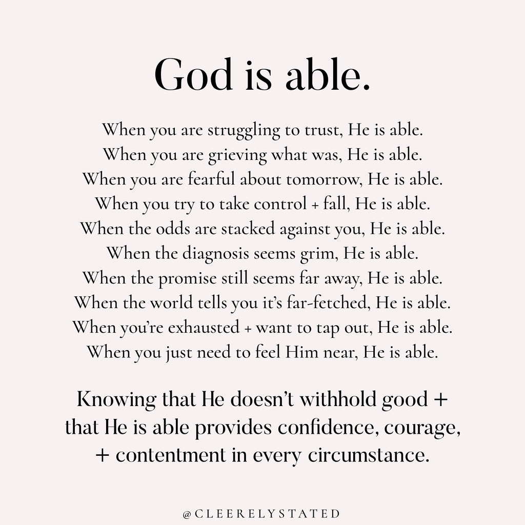 God is able.