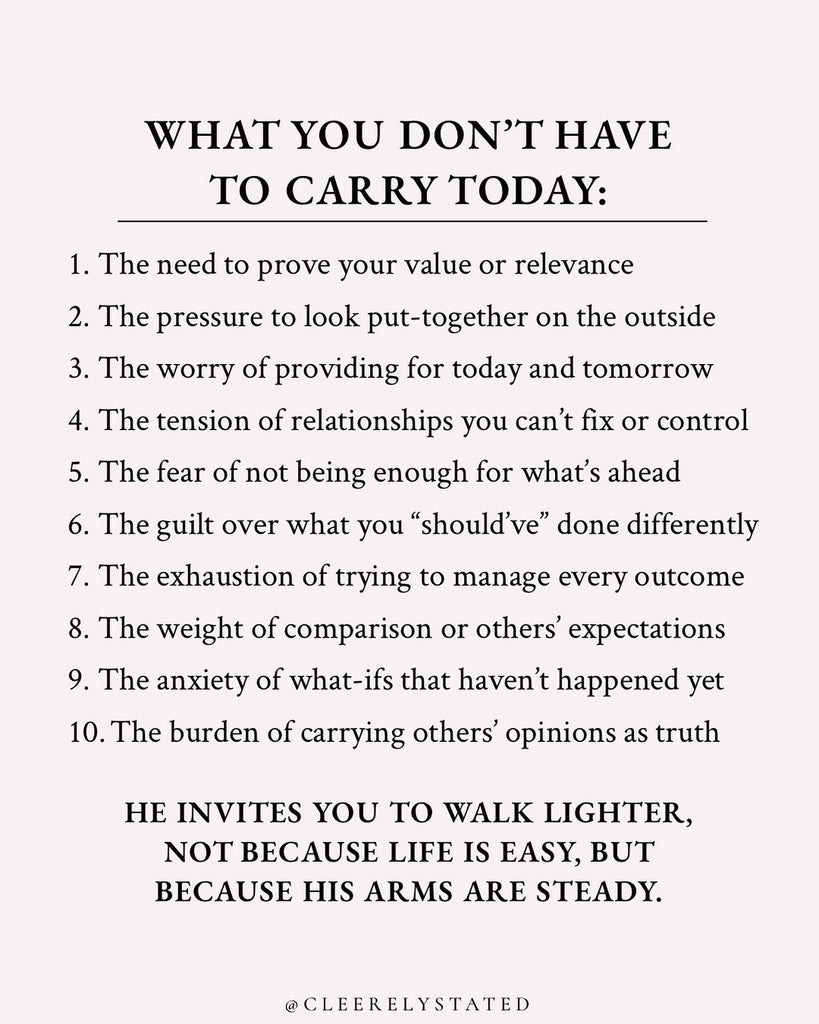 What you don't have to carry today...