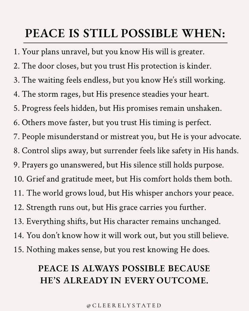 Peace is still possible when...