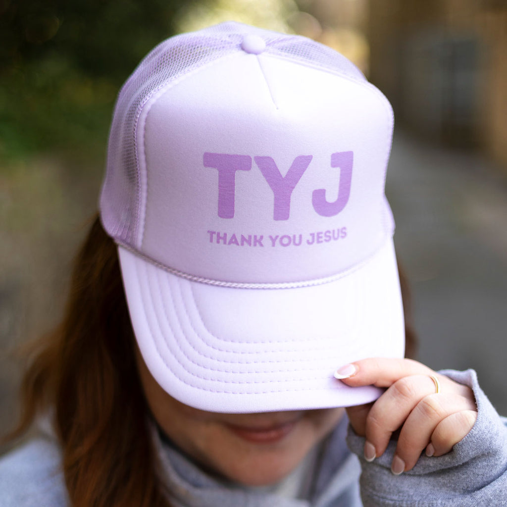 "TYJ—Thank You Jesus" Lavender Trucker Hat
