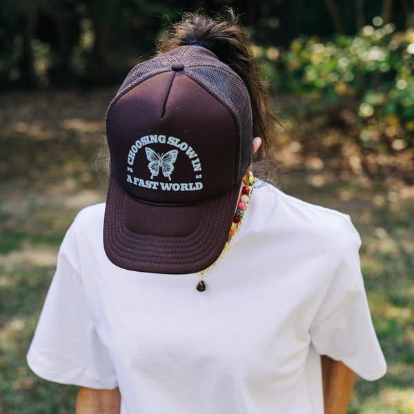 Choosing Slow Butterfly Brown Trucker Hat