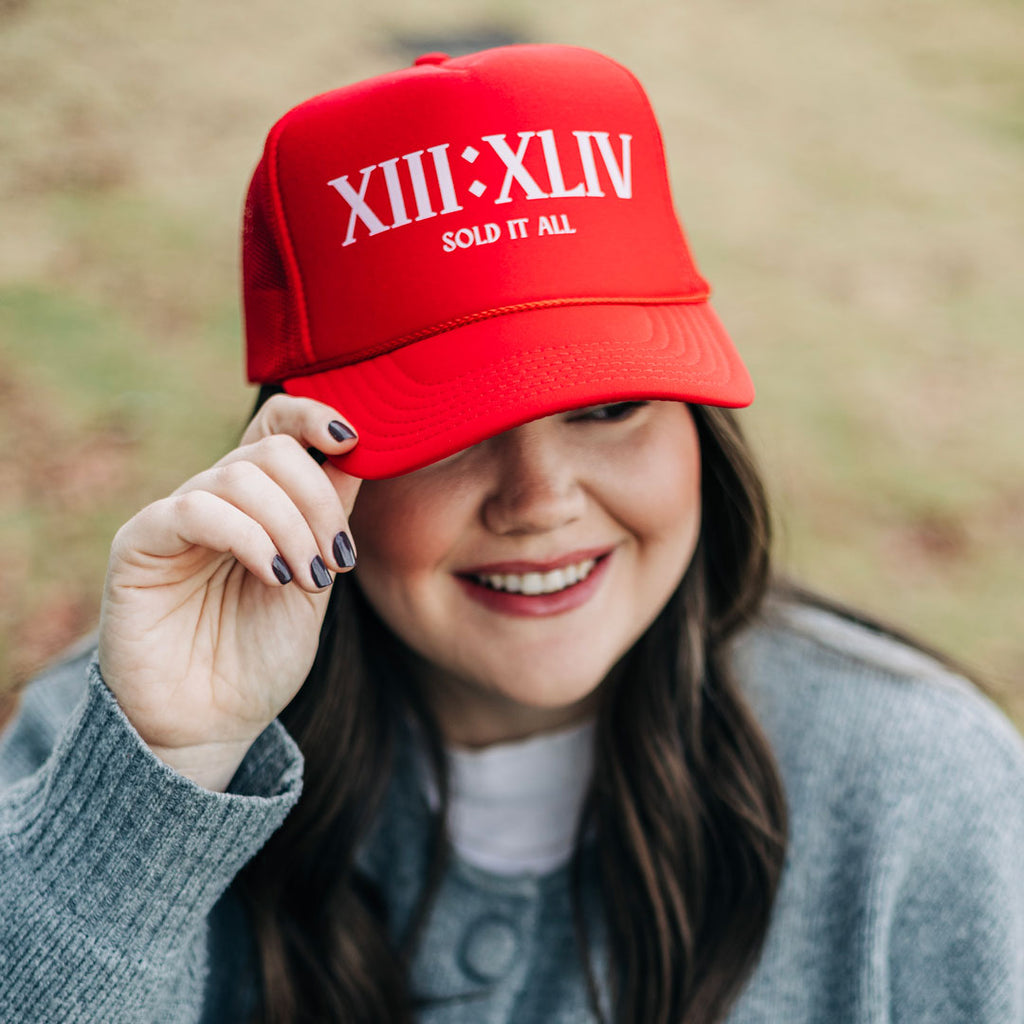 "XIII : XLIV—Sold It All" Red Trucker Hat