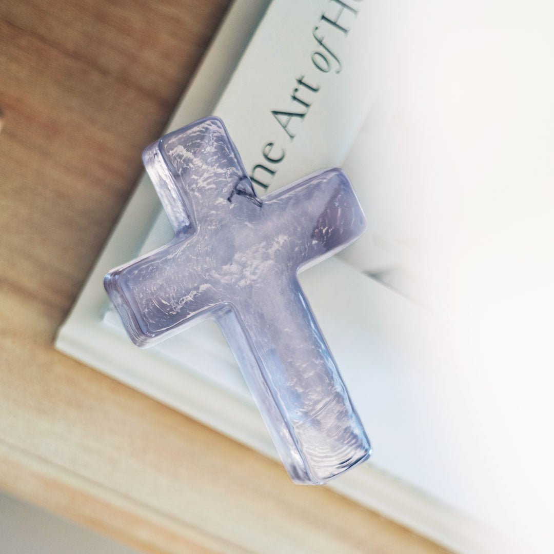 Lavender Glass Cross Occasion Gift Box