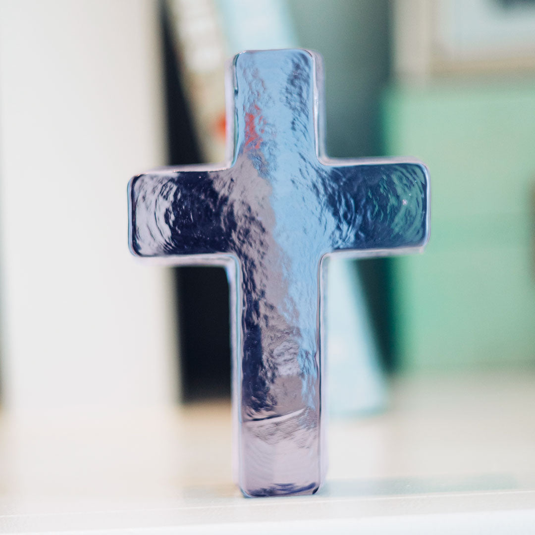 Lavender Glass Cross Occasion Gift Box