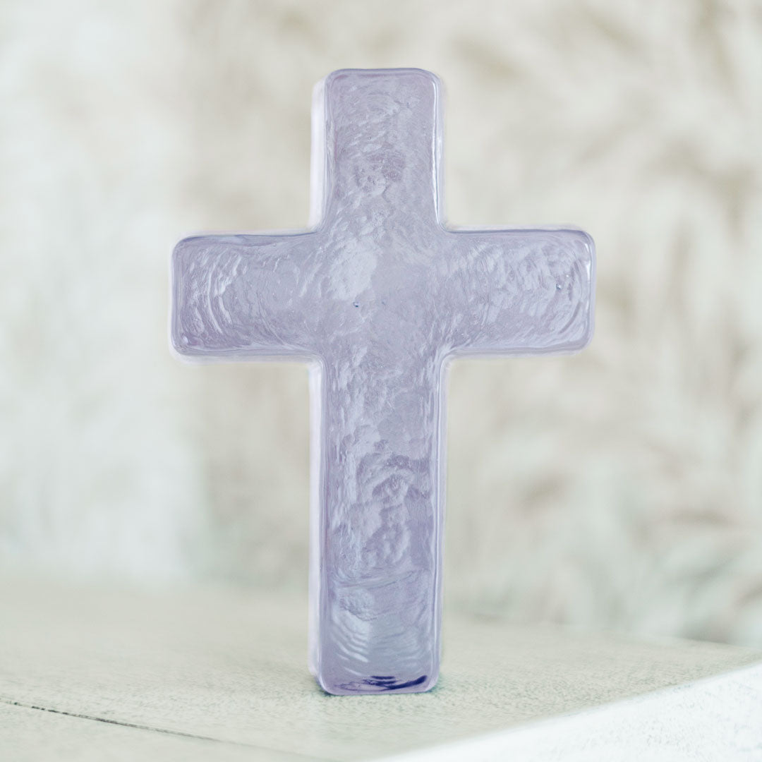 Lavender Glass Cross Occasion Gift Box