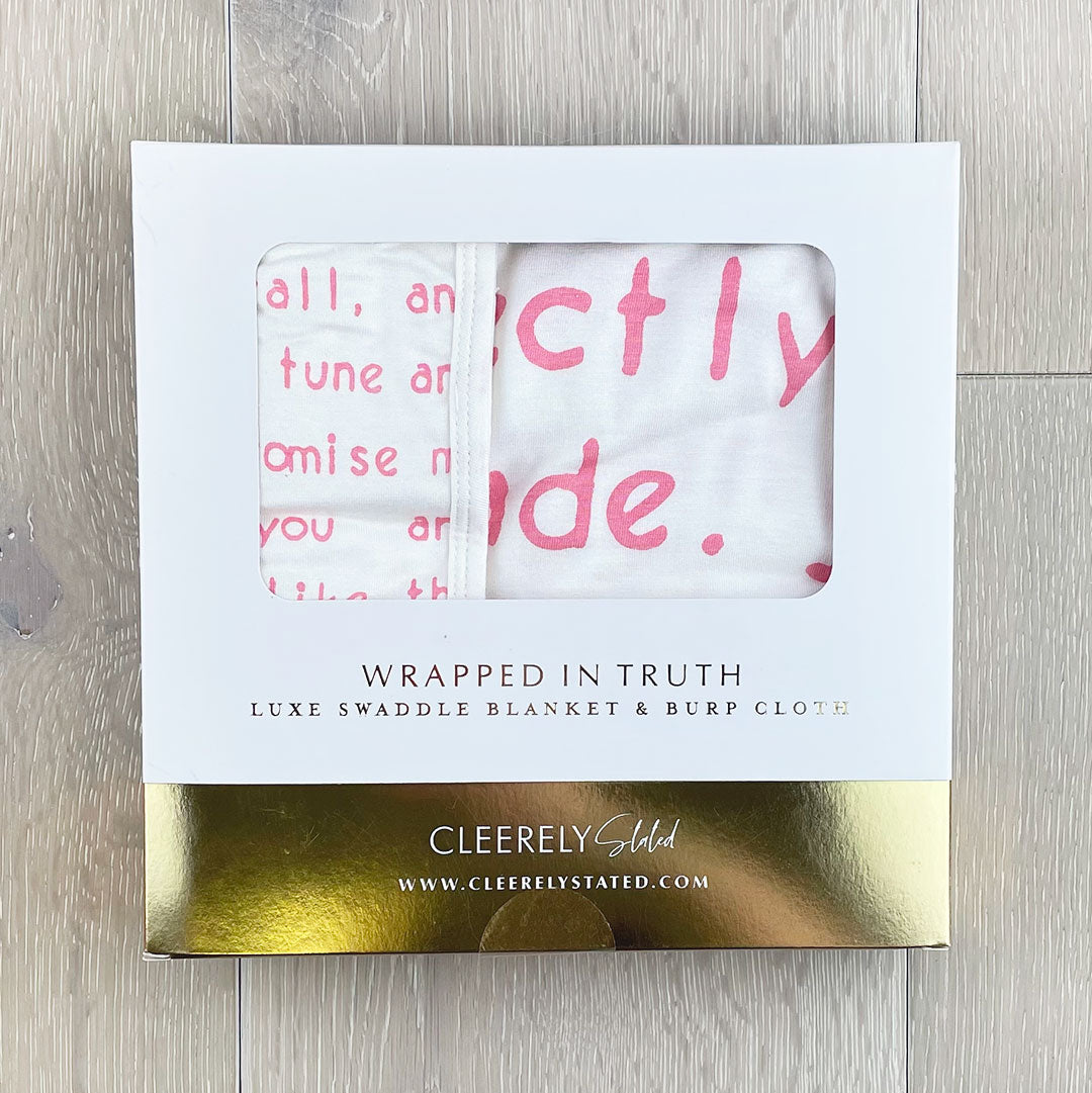Luxe Swaddle Blanket & Burp Cloth Cleerely Stated