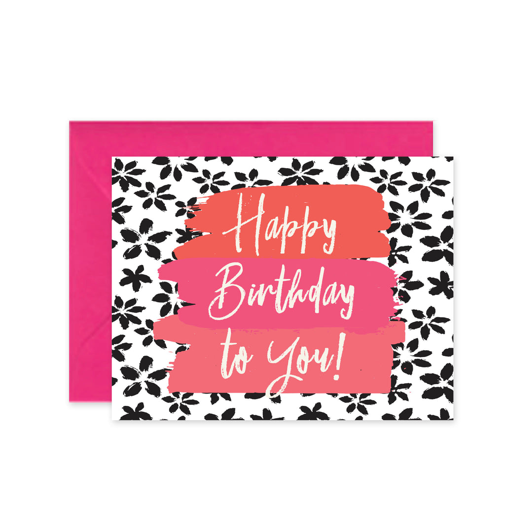 Happy Birthday B&W Floral - Greeting Card