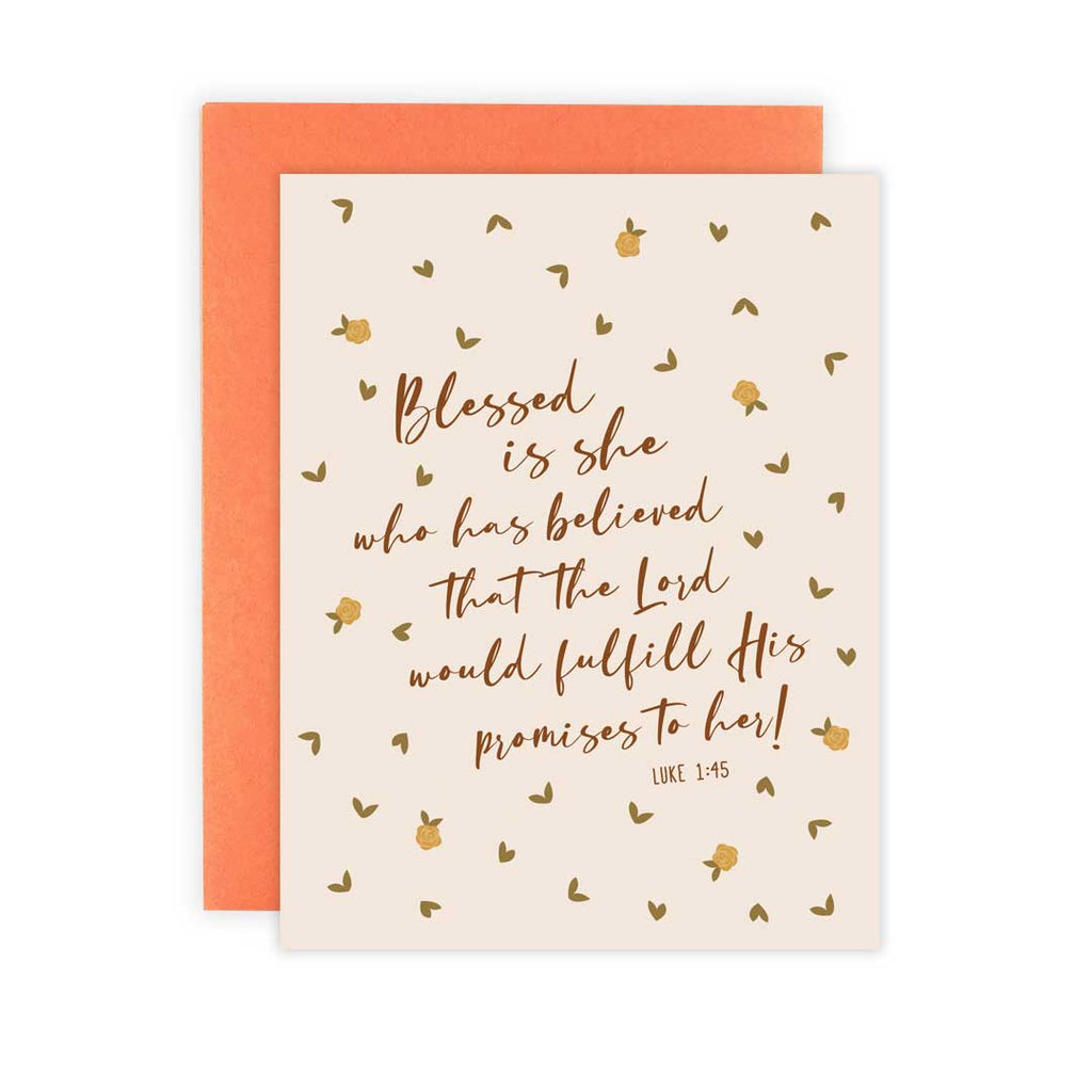 Blessed is She Flowers - Greeting Card